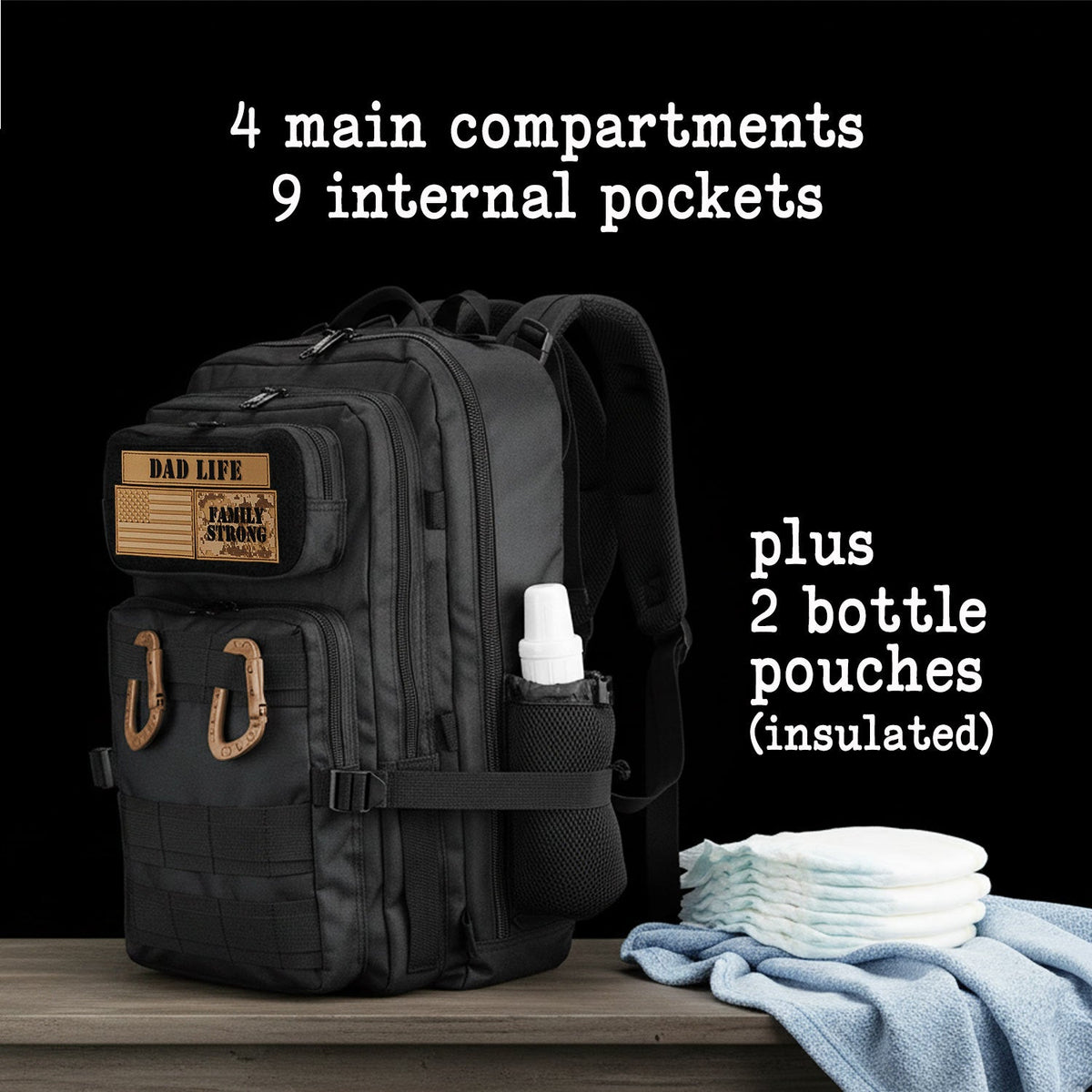 ADG42 JUG 30L Dad Diaper Bag Backpack - Black