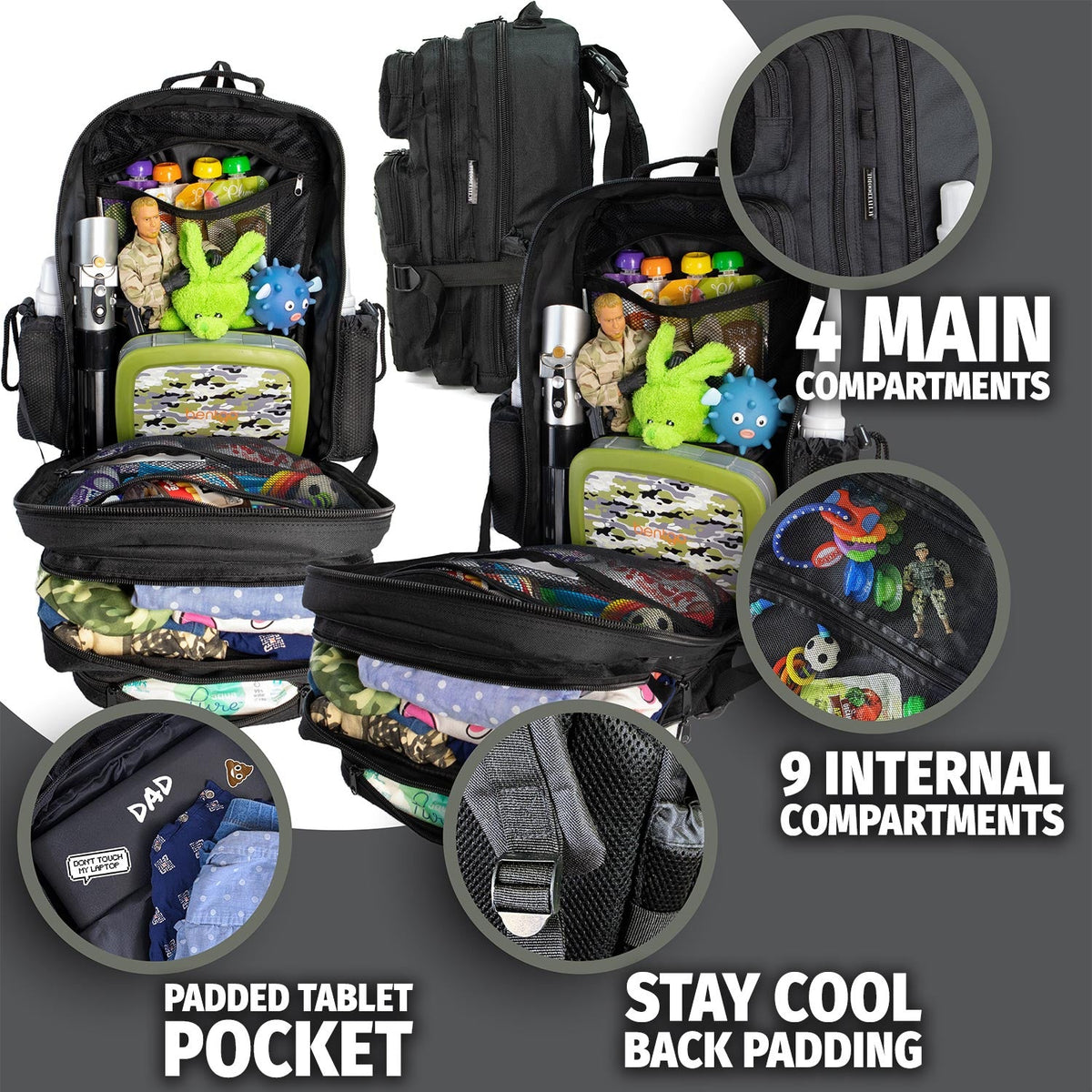 ADG42 JUG 30L Dad Diaper Bag Backpack - Black
